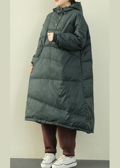 Green Warm Puffer Jackets Winter Hooded Clothes