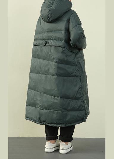 Green Warm Puffer Jackets Winter Hooded Clothes