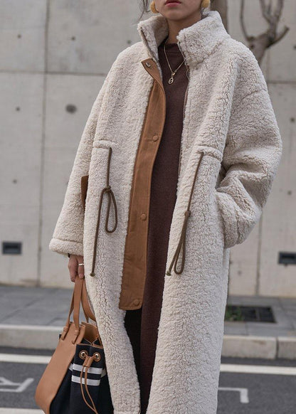 Nude Woolen Coats Winter Coat High Neck Drawstring Jackets(limited Stock)