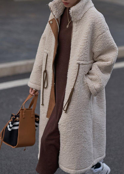 Nude Woolen Coats Winter Coat High Neck Drawstring Jackets(limited Stock)