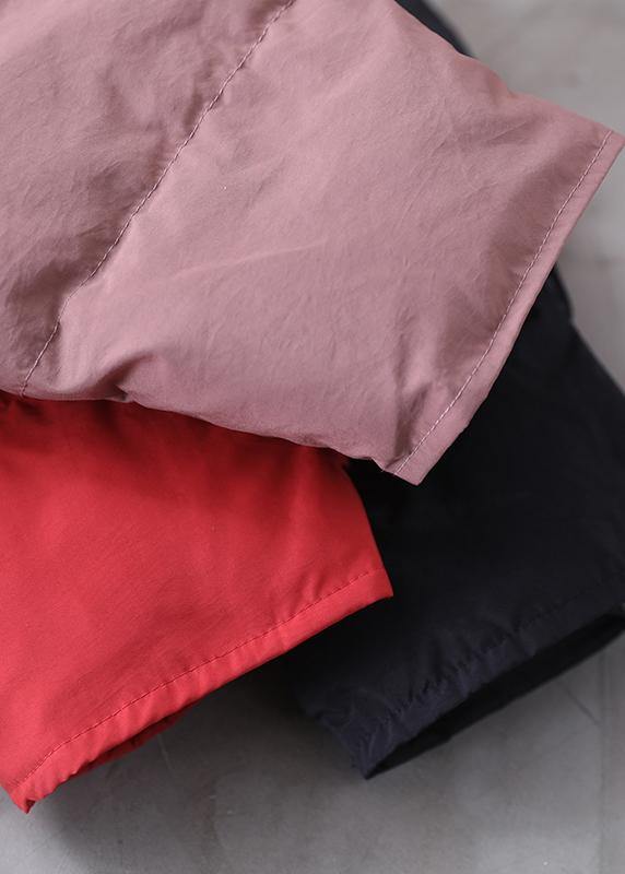Pink Down Coat Winter Snow Jackets Hooded Pockets Overcoat