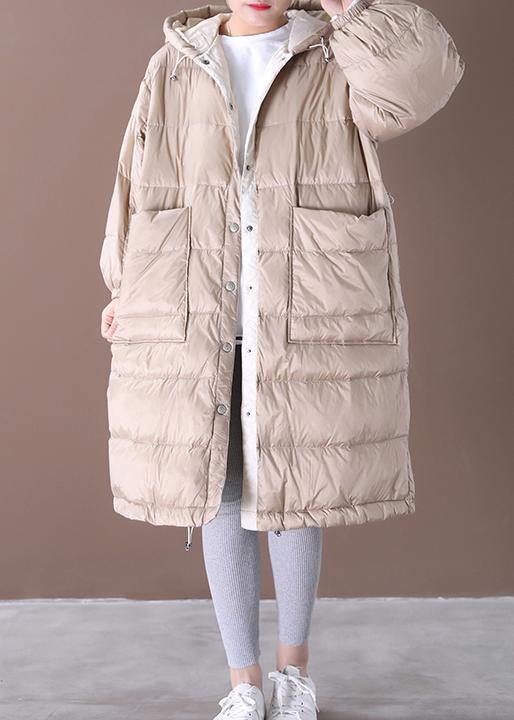 Clothing Snow Jackets Coats Khaki Hooded Pockets Goose Down Coat