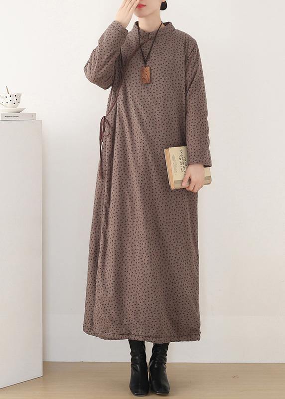 Winter China Slanted Front Warm Plus Velvet Thick Retro Loose Long Cheongsam Puffer Jackets