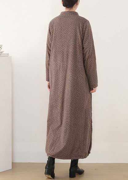 Winter China Slanted Front Warm Plus Velvet Thick Retro Loose Long Cheongsam Puffer Jackets