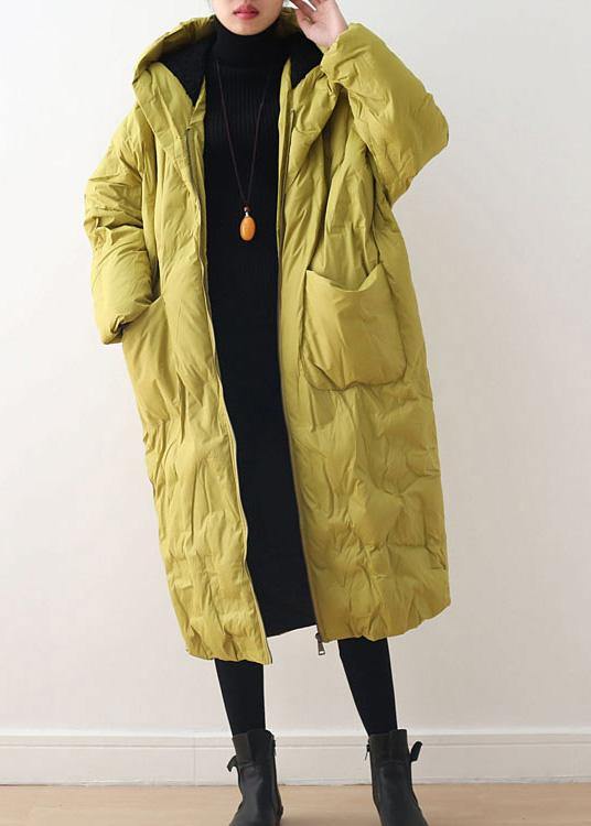 Blackish Green Warm Down Coat Original Design Literary Retro Overcoat