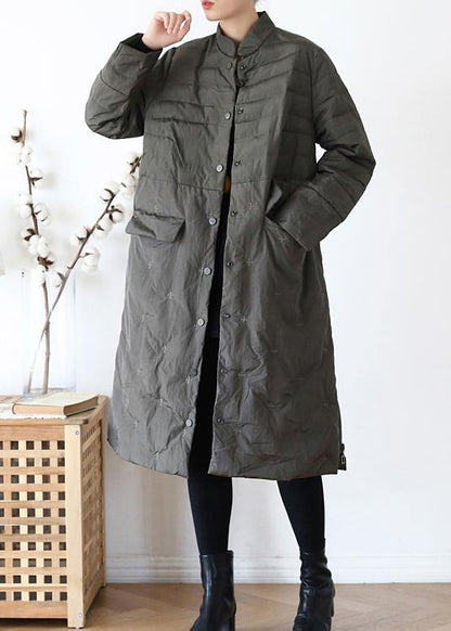 2025green Down Jacket Woman Stand Collar Parka Warm Winter Outwear