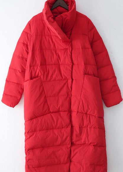 2025trendy Parka V Neck Coats Red Thick Warm Down Coat Winter