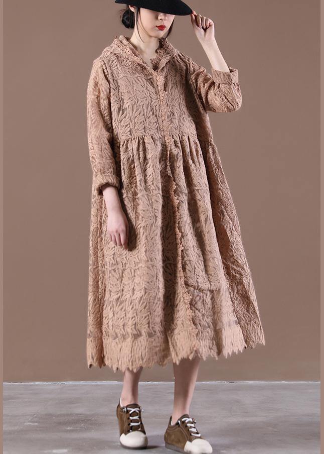 Hooded Spring Tunic Dress Loose Lace Dresses