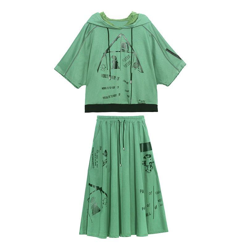 New Blue Geometry Spring Explosion Street Guard Two Piece Skirt