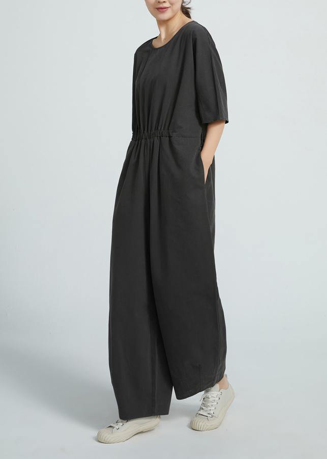 Short Sleeve All-match A-pocket Jumpsuit Pants