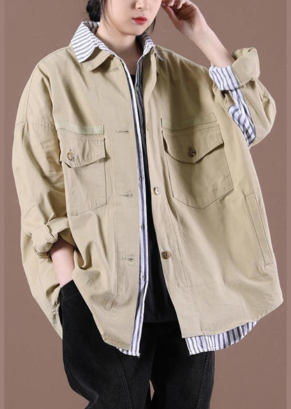 Spring Khaki Fake Two Coats