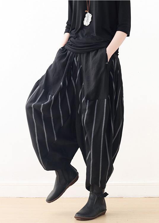 Spring New Black Grey Striped High Waist Pants