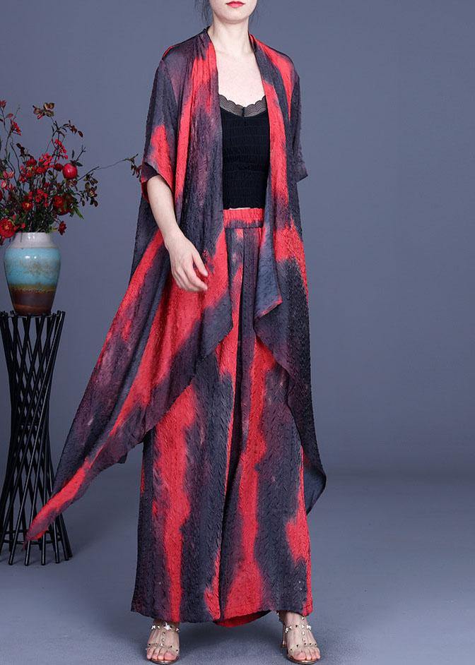 Summer Silk Wrinkle Rendering Top + Waist Wide Leg Pants Two Piece Set