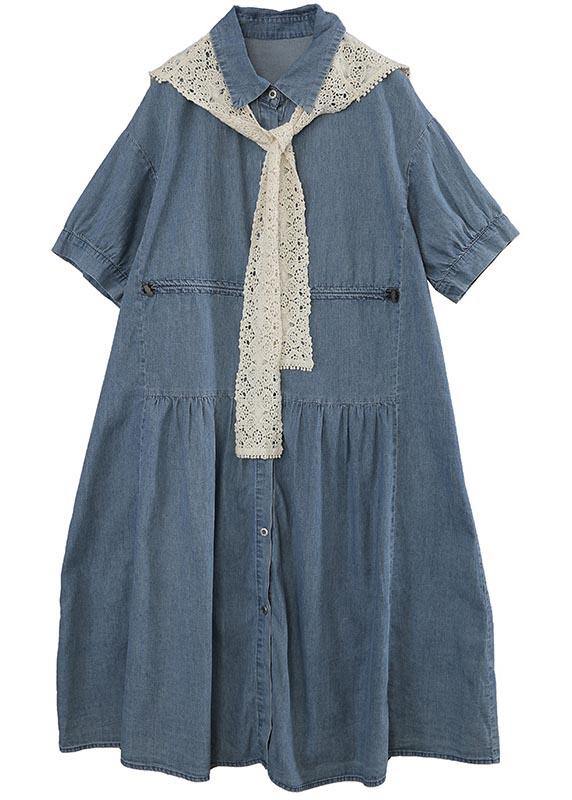 Wash Lace Shawl Two Piece Denim Dress