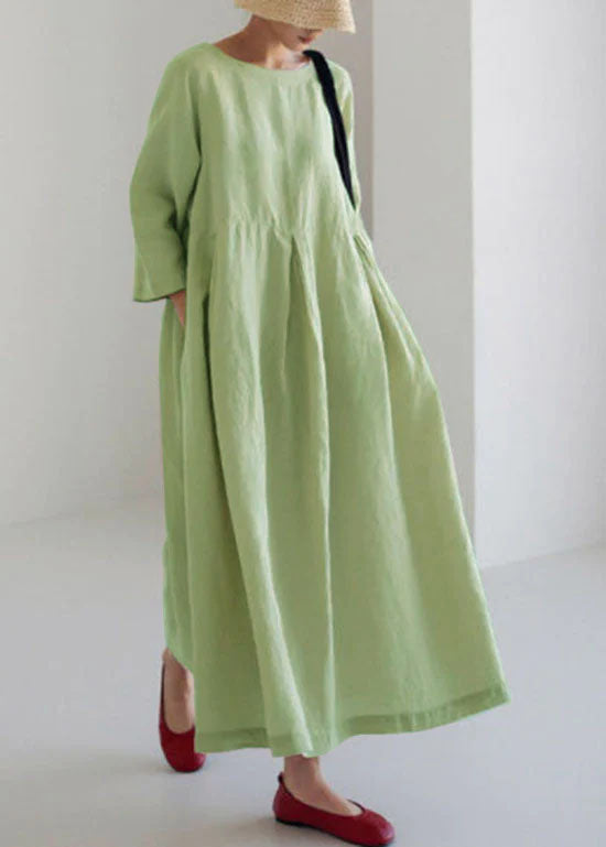 Pink Cotton Dresses Pockets Patchwork Spring