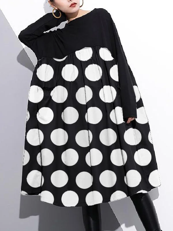 Stylish Black Cotton Shift Dress Cotton Clothing Dress High Waist Patchwork Cotton Dress