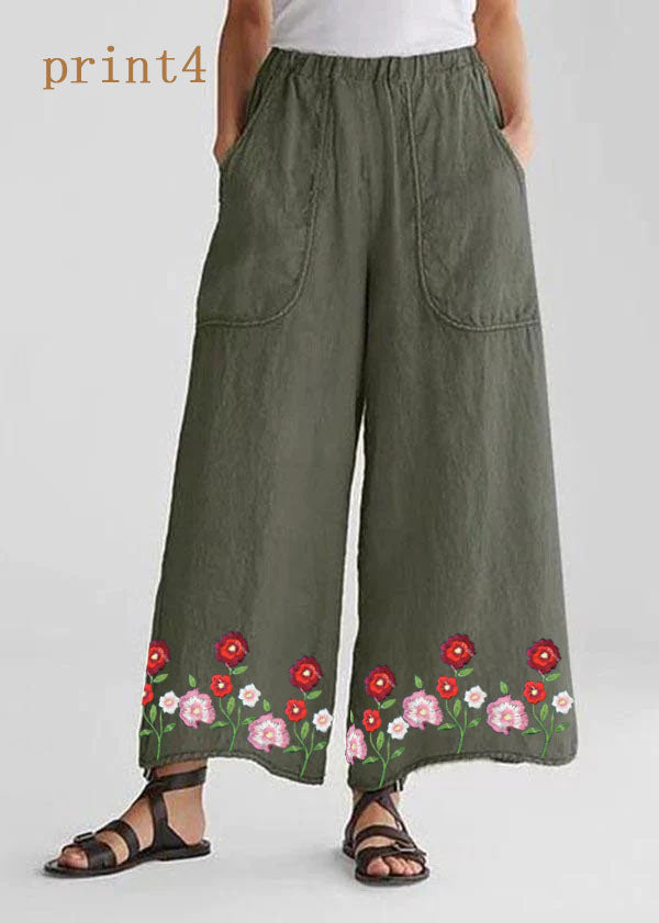 Cotton Linen Loose Wide Leg Pants Tea Green-print2