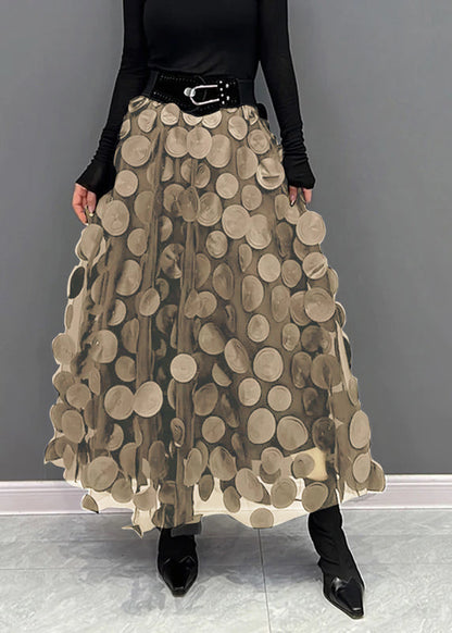 Dark Green Dot Patchwork Tulle Skirt Fall