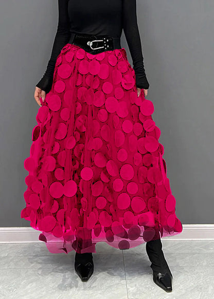 Khaki Dot Patchwork Tulle Skirt Fall
