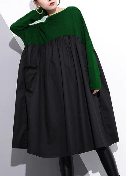 Stylish Purple Cotton Shift Dress Cotton Clothing Dress High Waist Patchwork Cotton Dress
