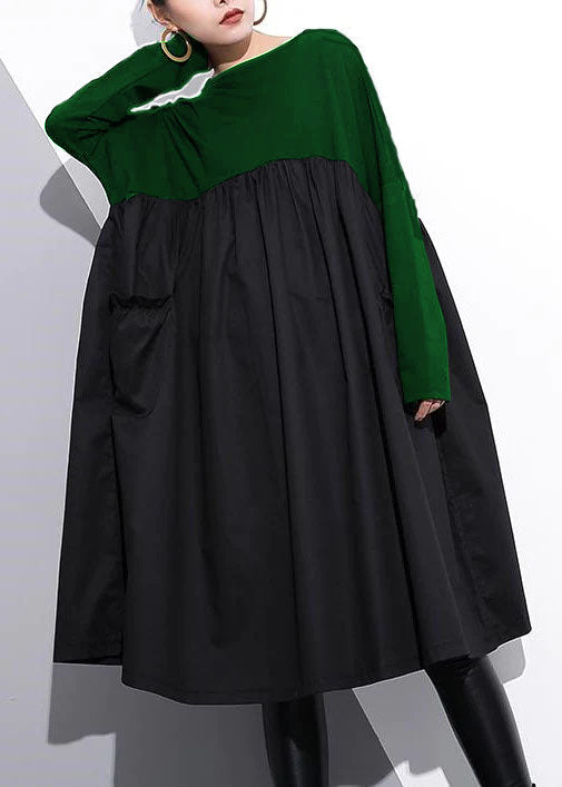 Stylish Purple Cotton Shift Dress Cotton Clothing Dress High Waist Patchwork Cotton Dress