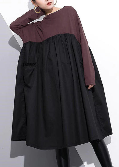 Stylish Green Cotton Shift Dress Cotton Clothing Dress High Waist Patchwork Cotton Dress