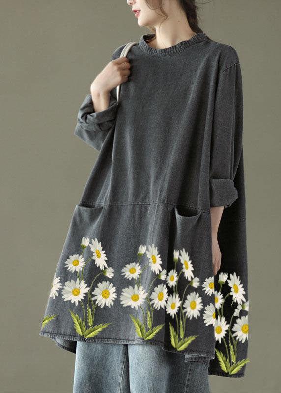 Black Grey-yellow flower/ Ships in 20 days