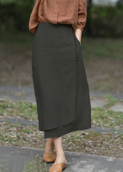 Boutique Yellow Asymmetrical Design Elastic Waist a Line Skirts Spring