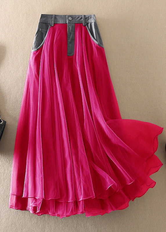 Natural Print4 High Waist Patchwork Tulle Skirts Spring