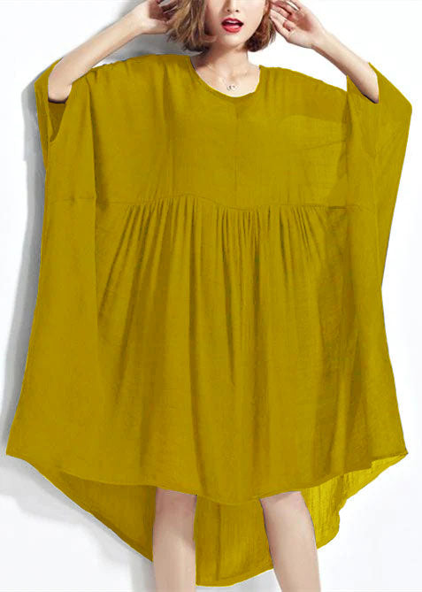 New Blue Chiffon Dresses Clothing Linen Maxi Dress Fine High Waist Batwing Sleeve Clothing
