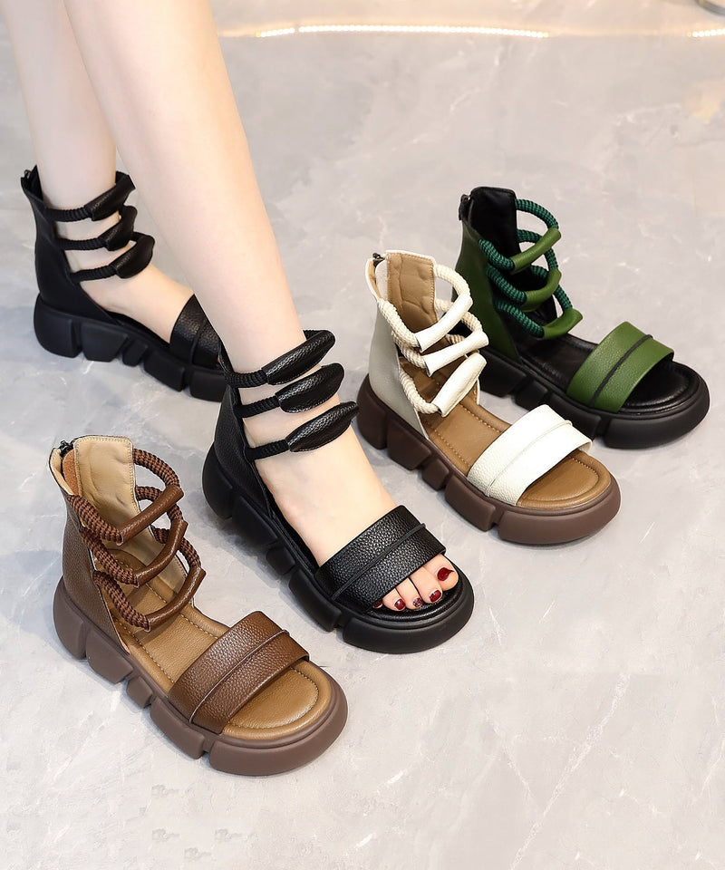 Brown Open Toe Platform Sole Roman Cool Boots