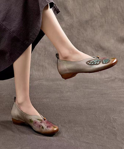 Spring New Embossed Cowhide Flats Shoes