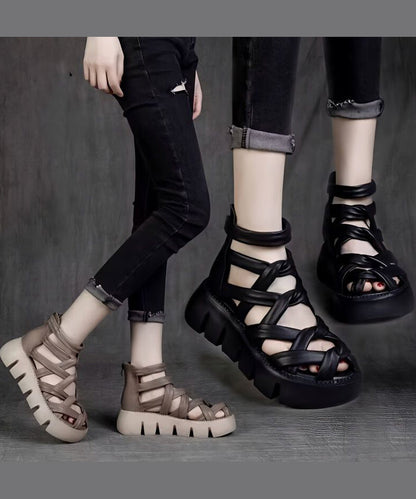 Summer New Black Hollow Out Roman Sandals