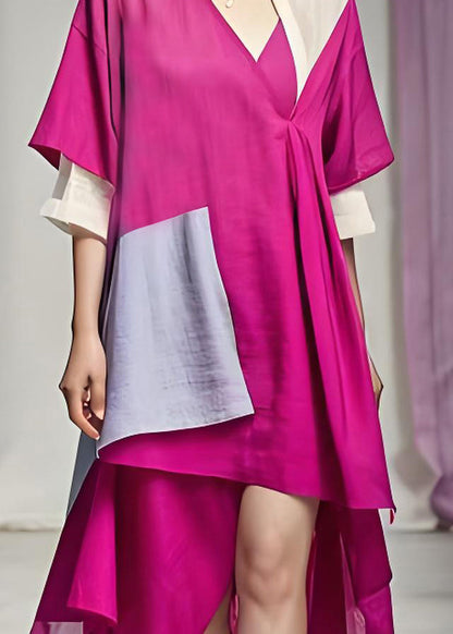 Asymmetrical Patchwork Cotton Dress Summer