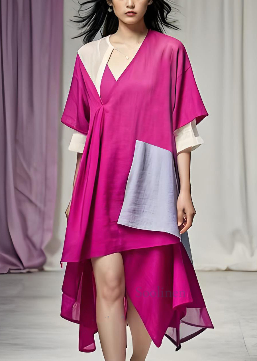 Asymmetrical Patchwork Cotton Dress Summer