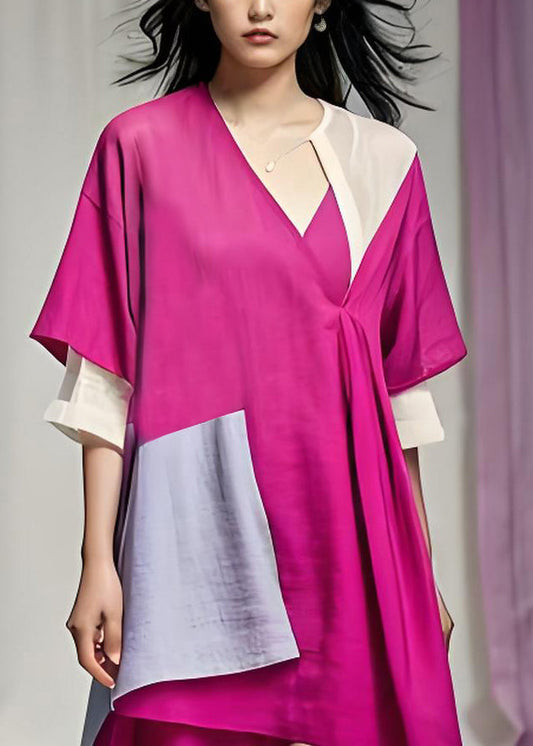 Asymmetrical Patchwork Cotton Dress Summer