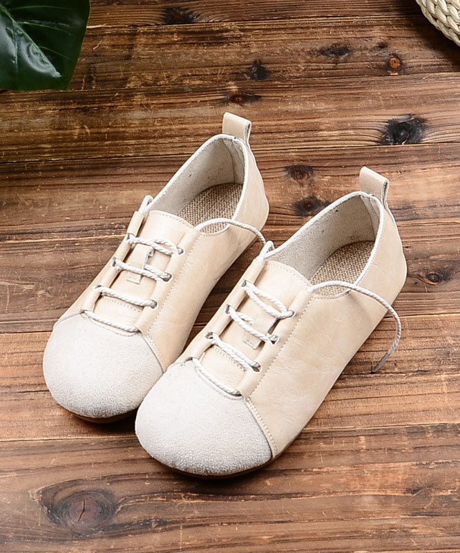 Lace Up Splicing Flat Shoes for Green Faux Leather