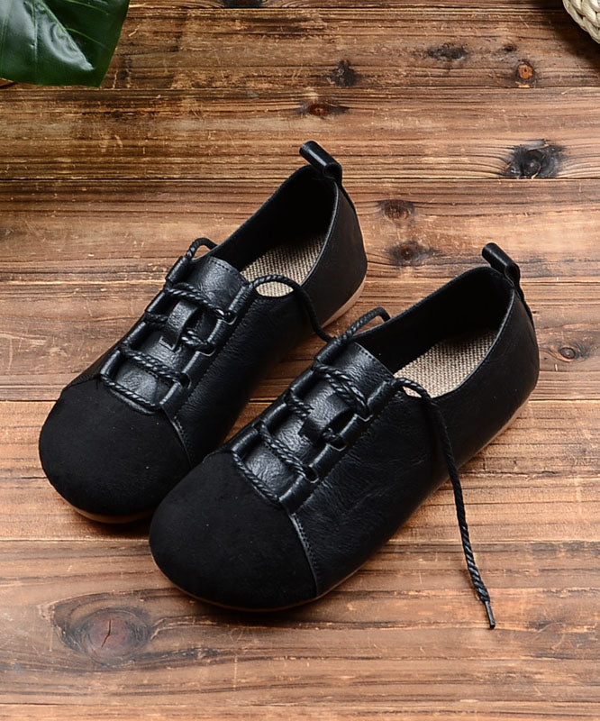 Lace Up Splicing Flat Shoes for Green Faux Leather