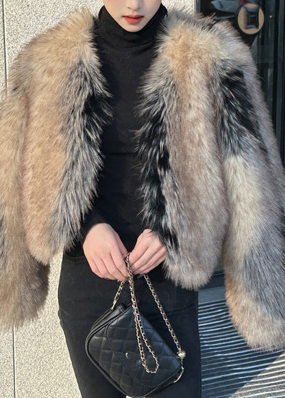 New V Neck Thick Leather and Fur Coats Winter