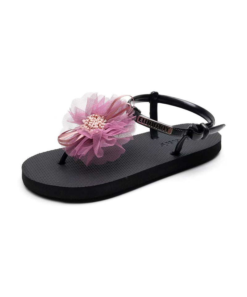 New Vacation Style Gray Beach Flower Flip Flops