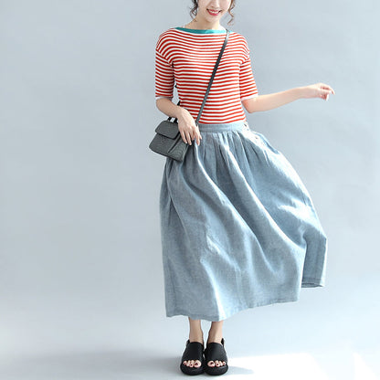 207 fall red striped cotton tops stylish  blouse