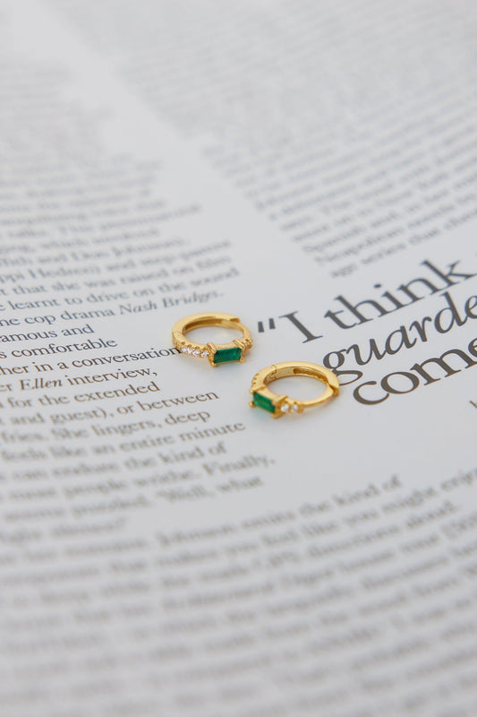 18k Gold Plated Eyes to the Soul Earrings Emerald