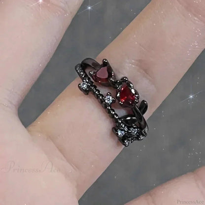 Crimson Crystal Affection Heart Gothic Band
