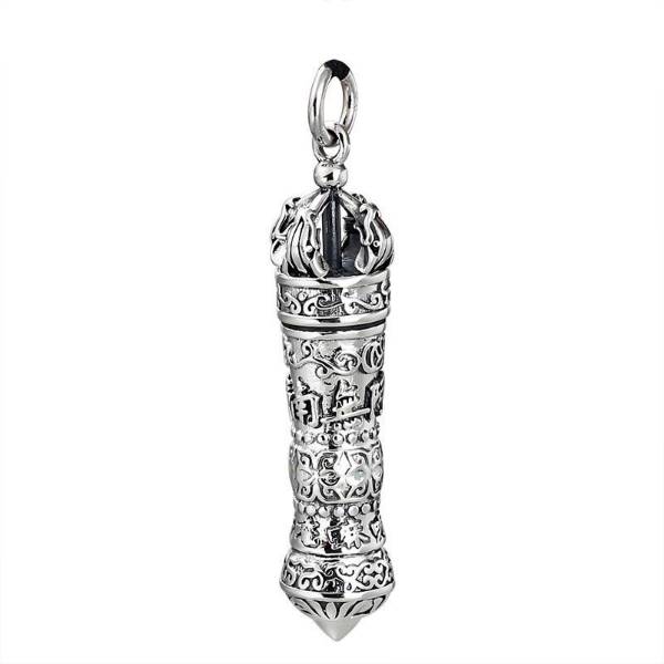 Sterling Silver Vajra Pestle Amulet Pendant Necklace