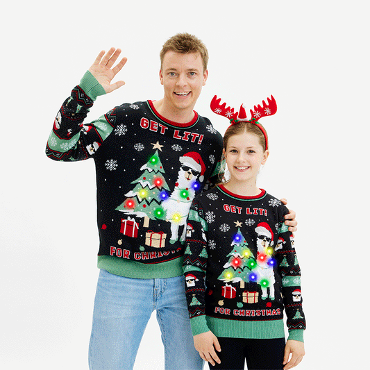 Get Lit Llama Christmas Sweater Men's