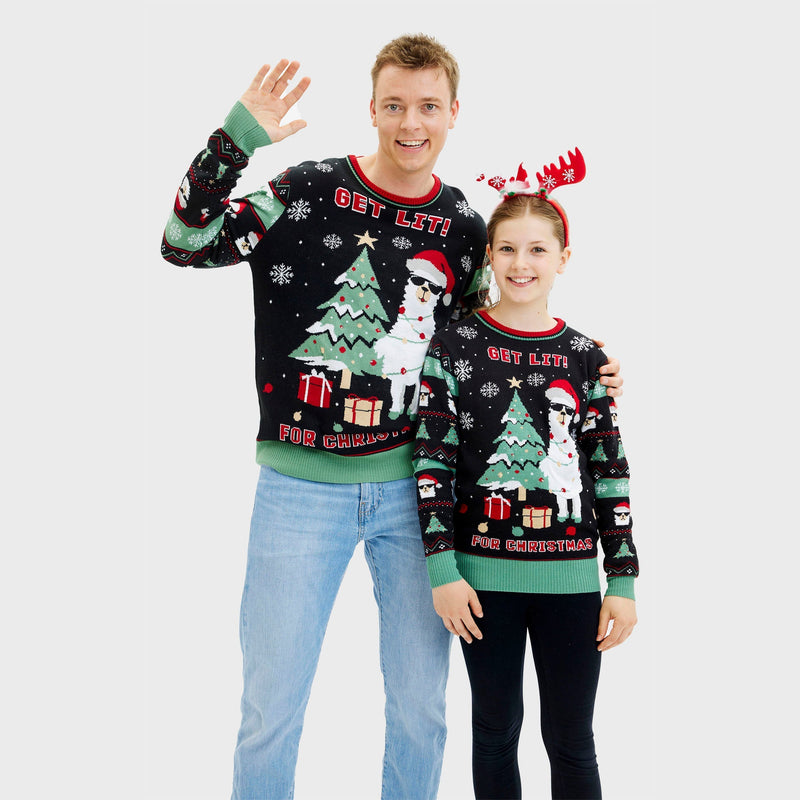 Get Lit Llama Christmas Sweater Men's