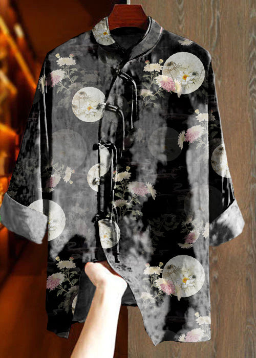 Art Yellow Text Double-layer Collar Asymmetrical Jacquard Silk Shirt Top Fall
