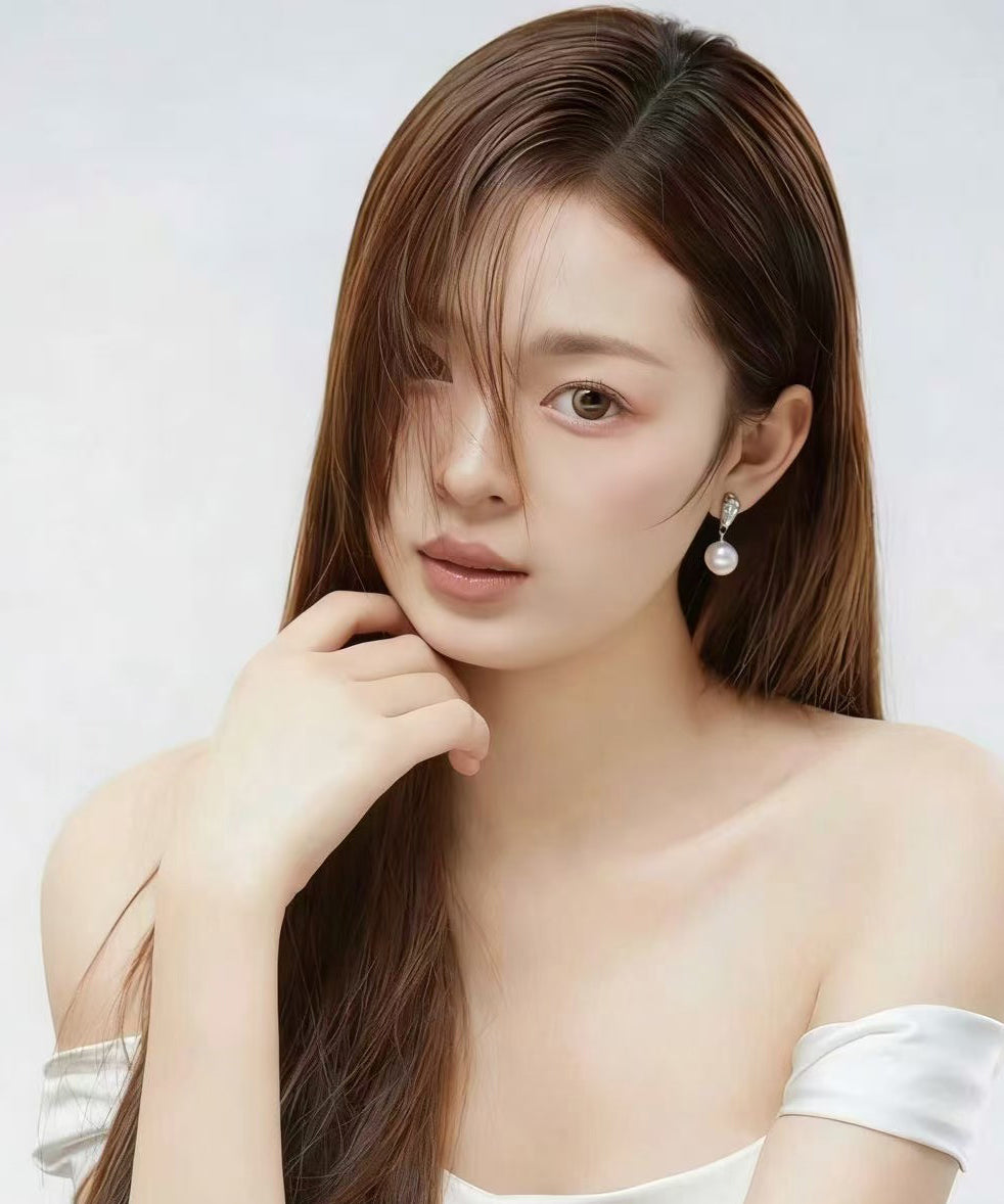 White Pearl Fine Zircon Drop Earrings