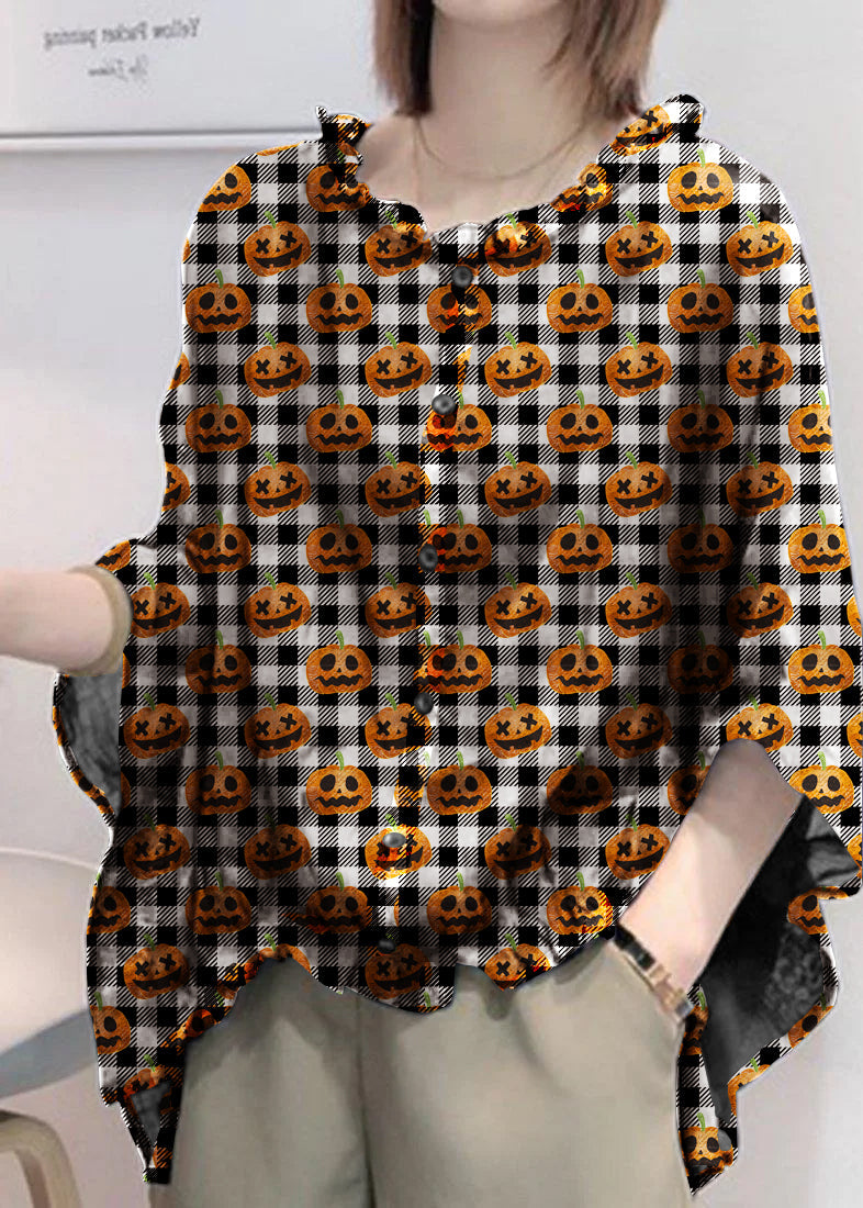 Art Yellow Tops Ruffles Trim Half Sleeve Shirts Blouse