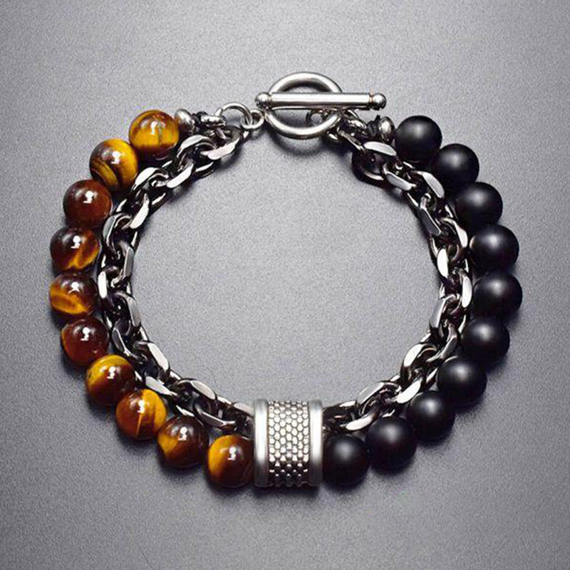 Buddha Stones Natural Tiger Eye Lazurite Lapis Lazuli Protection Bracelet